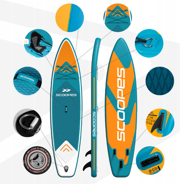 Надувна SUP дошка 350 см VELO 2в1 Scoopes (SUP + каяк) з сидінням, веслом, насосом. SUP Scoopes Velo 350 фото