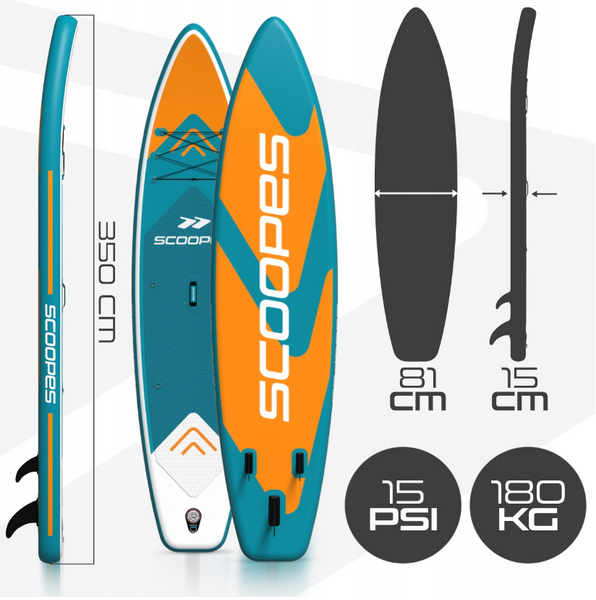 Надувна SUP дошка 350 см VELO 2в1 Scoopes (SUP + каяк) з сидінням, веслом, насосом. SUP Scoopes Velo 350 фото