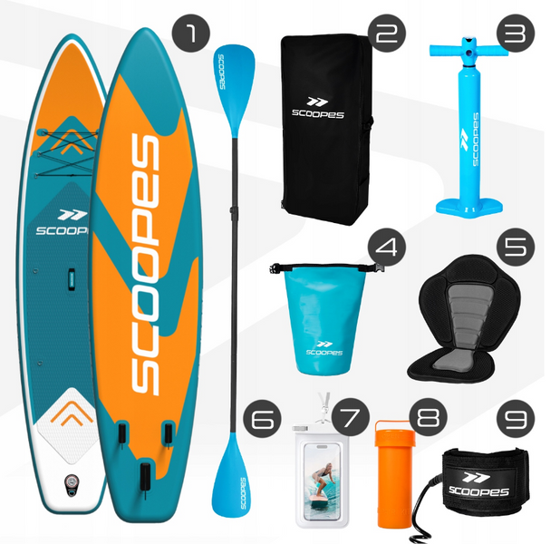 Надувна SUP дошка 350 см VELO 2в1 Scoopes (SUP + каяк) з сидінням, веслом, насосом. SUP Scoopes Velo 350 фото