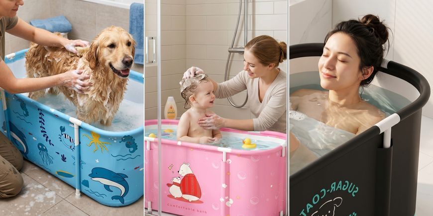 Складна портативна ванна Aga 115x60x50 см, мобільна, рожева, розмір XL 18567049771 фото