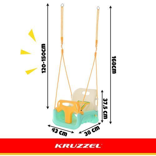 Дитяча гойдалка 3-в-1 кремово-бірюзового кольору Kruzzel 27359 фото