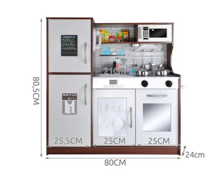 Кухня дитяча дерев'яна з посудом KRUZZEL велика 80 × 80,5 см KD 9150 9150 фото