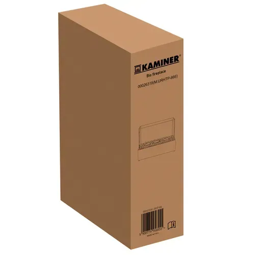 Біокамін настільний Kaminer 26318, 45×30×21 см, чорний, 3 пальники, 450 мл, біоетанол, з камінцями
