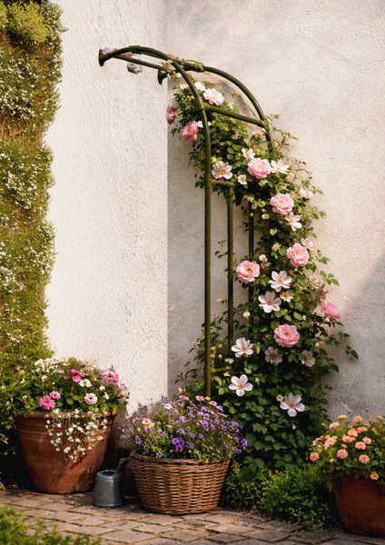 Арочна садова пергола для квітів для троянд, ліан, плюща, метал, 240 см U14C фото