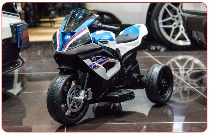 Дитячий акумуляторний мотоцикл BMW HP4 синього кольору 5008 фото