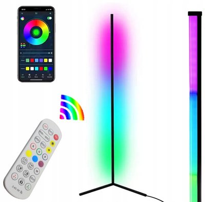 Кутова LED RGB Bluetooth лампа торшер з пультом і керуванням із телефона ZD81 фото