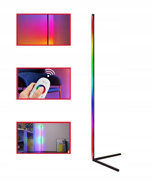 Кутова LED RGB Bluetooth лампа торшер з пультом і керуванням із телефона ZD81 фото