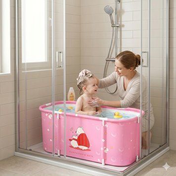 Складна портативна ванна Aga 115x60x50 см, мобільна, рожева, розмір XL DS2820 фото