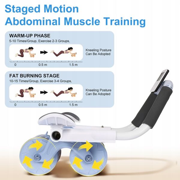 Фітнес-тренажер колесо ролик для преса з тримачем смартфона та таймером SCROLL WHEEL 14839441497 фото
