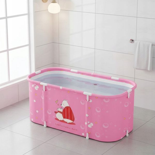 Складна портативна ванна Aga 115x60x50 см, мобільна, рожева, розмір XL DS2820 фото
