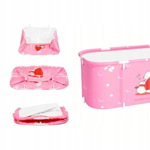 Складна портативна ванна Aga 115x60x50 см, мобільна, рожева, розмір XL DS2820 фото