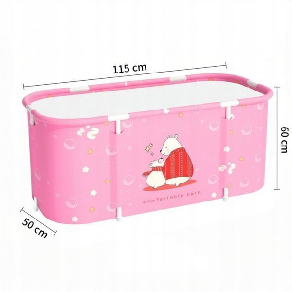 Складна портативна ванна Aga 115x60x50 см, мобільна, рожева, розмір XL DS2820 фото