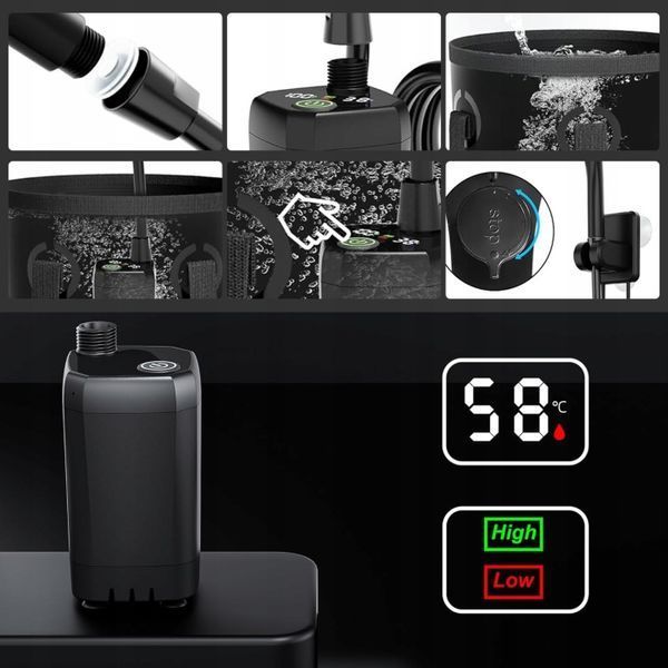 Портативный туристический душ 20 л с аккумулятором 6000 мАч и USB-C AG242C AG242C фото