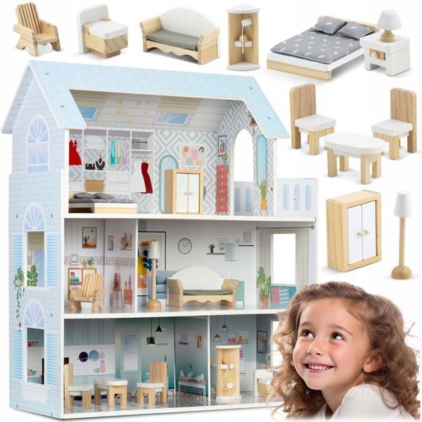 Большой 3-этажный деревянный кукольный домик Ricokids RK-878 RK-878 фото